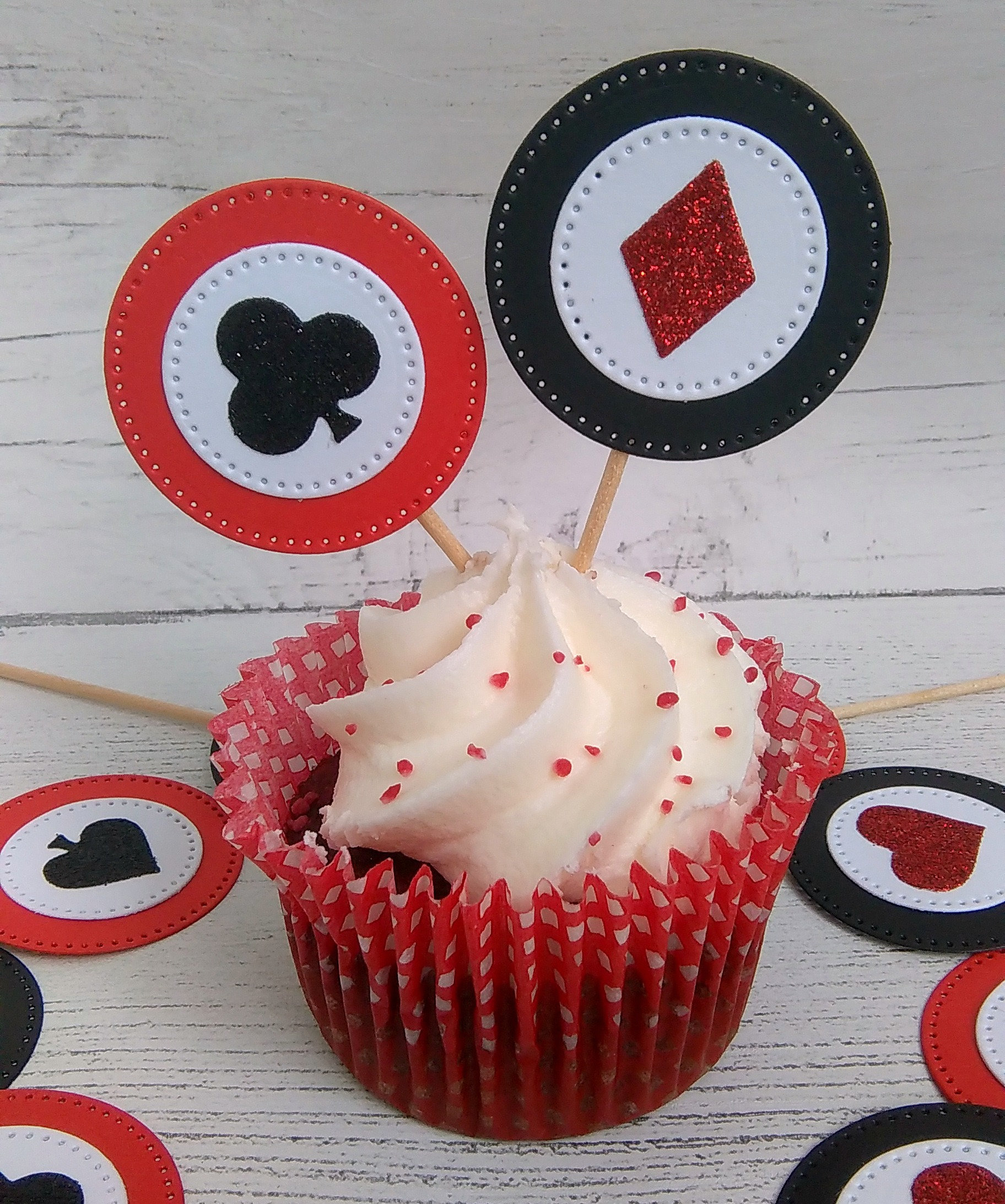 Poker Cupcake Toppers, Casino Cupcake Toppers, Casino Theme Cupcake
