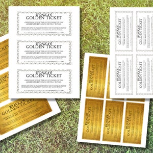 editable golden ticket for and chocolate wrapper 4.4 oz Hershey bar.Willy Wonka and Chocolate Factory party instant download