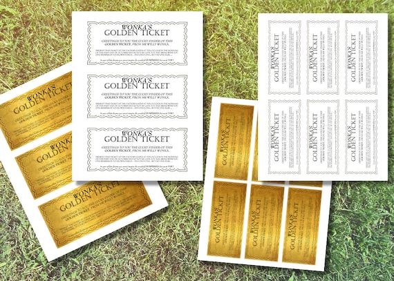 Willy Wonka Golden Ticket Personalised Invites - Pack of 16 – Party Packs