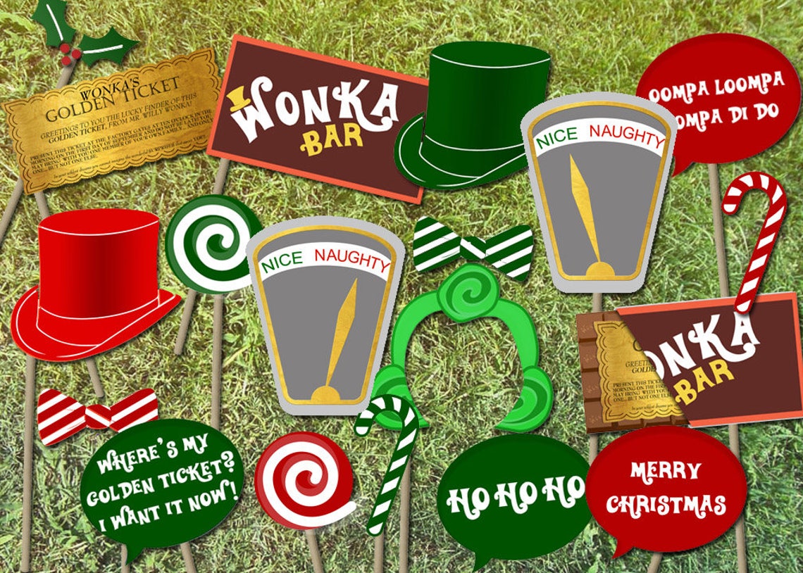 CHRISTMAS Willy Wonka Party Photo Booth Props INSTANT DOWNLOAD Etsy