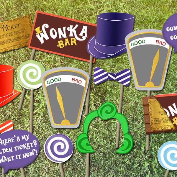 Willy Wonka Party Photo Booth Props - DESCARGA INSTANTE