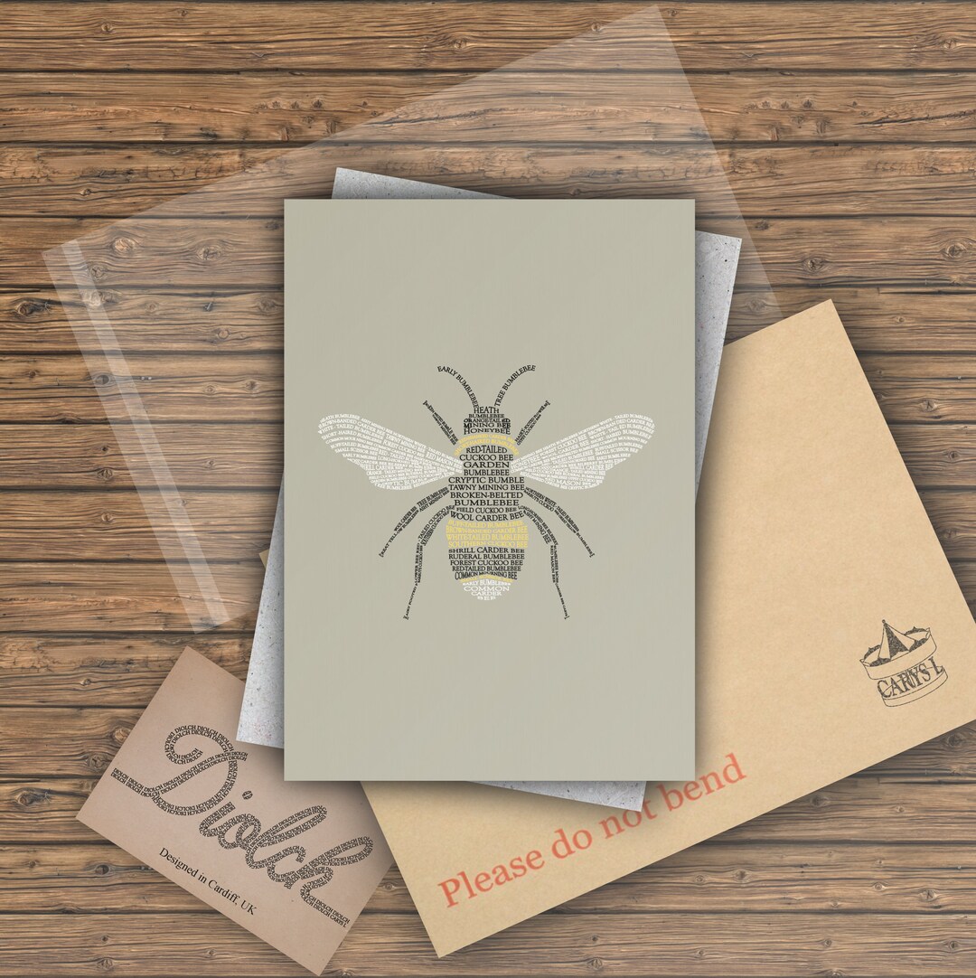 A4 Bumblebee Print With Names of UK Bees for Kitchen Garden Etsy