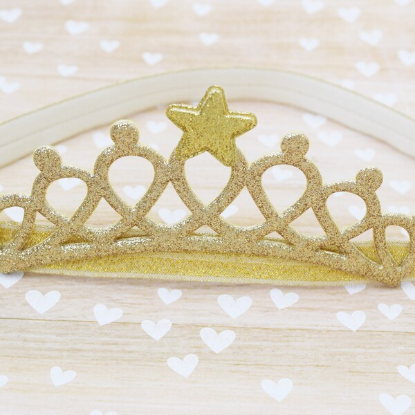 Gold crown headband, gold headband, princess birthday crown headband, tiara headbands, girl princess headband, toddler girl baby headband