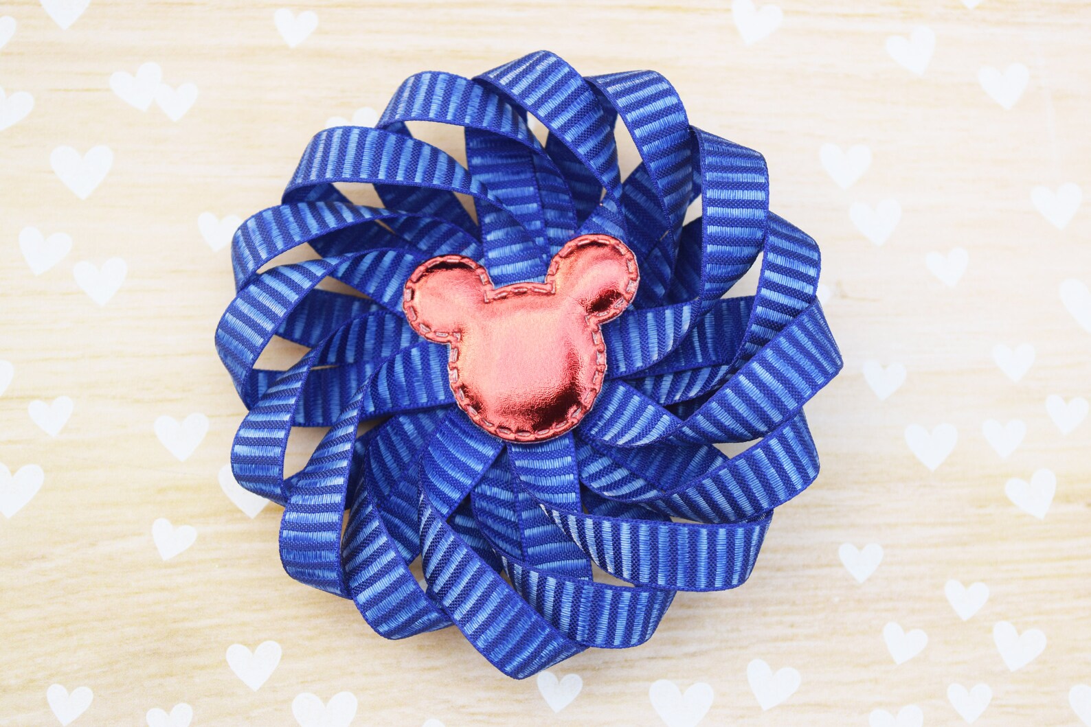 Yellow and Blue Floral Hair Bow - wide 6