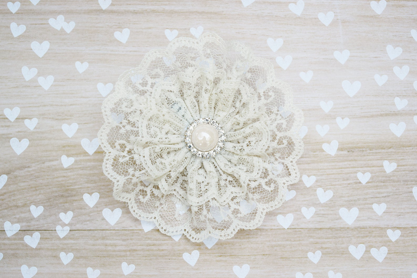 Lace Hair Bow, Rustic Hair Clip, Wedding Ivory Lace Clip, Ivory Lace