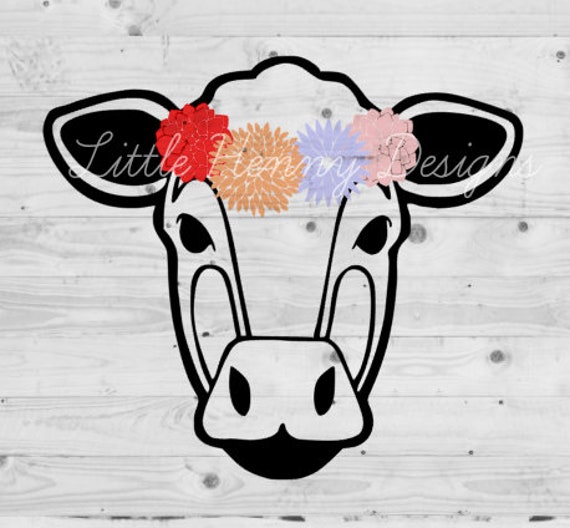 Download Items similar to cow svg, heifer, cow with flower crown ...