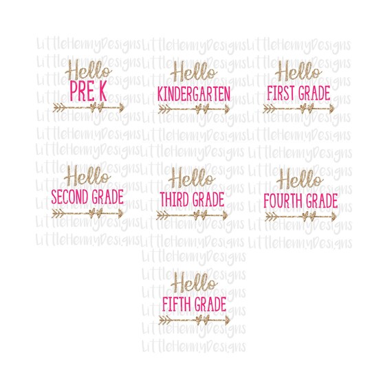 Hello First Day First Day Of School Shirt Hello Pre K Fifth Etsy