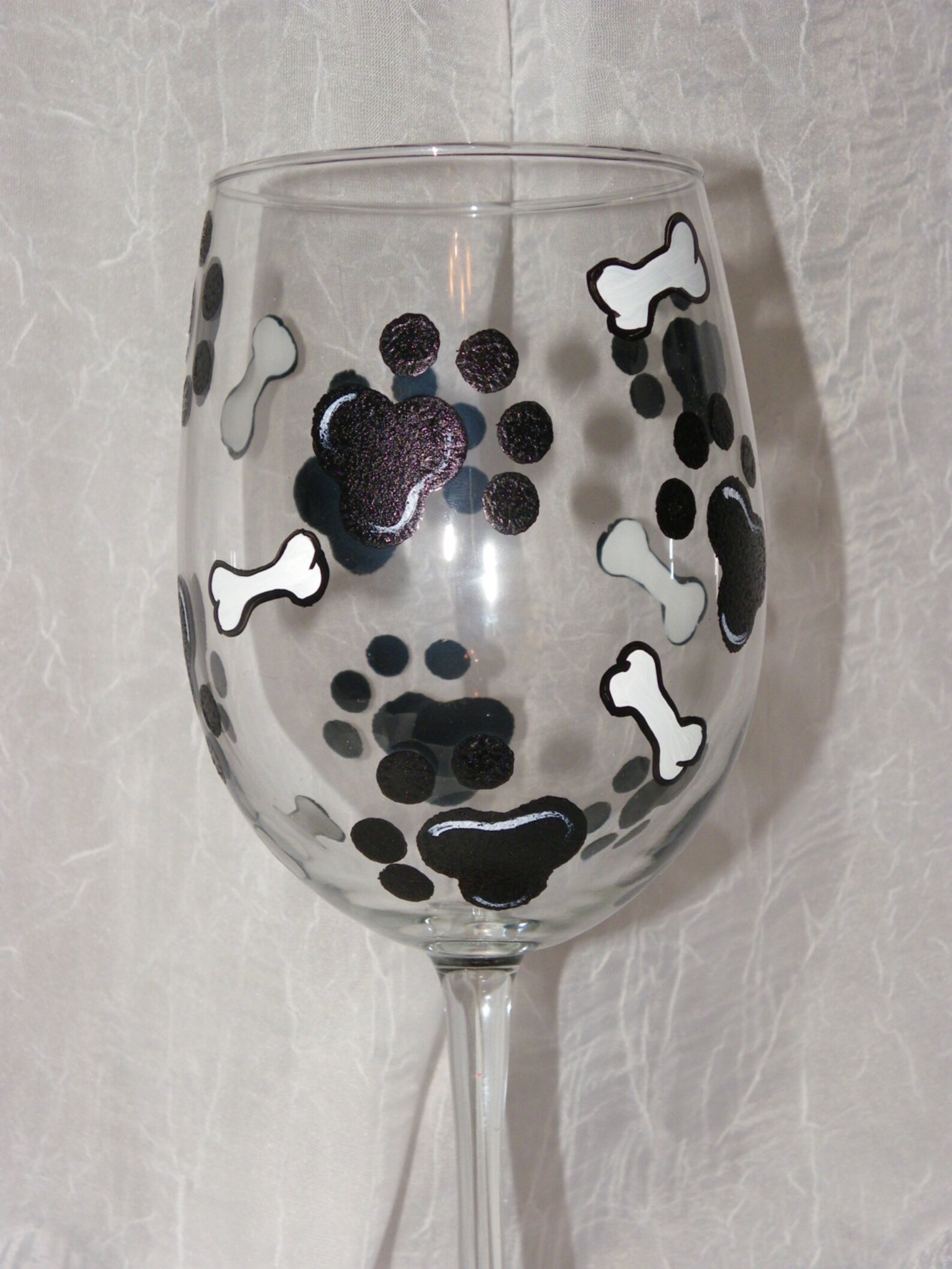 Dog Paws and Bones Hand Painted Wine Glasses | Etsy