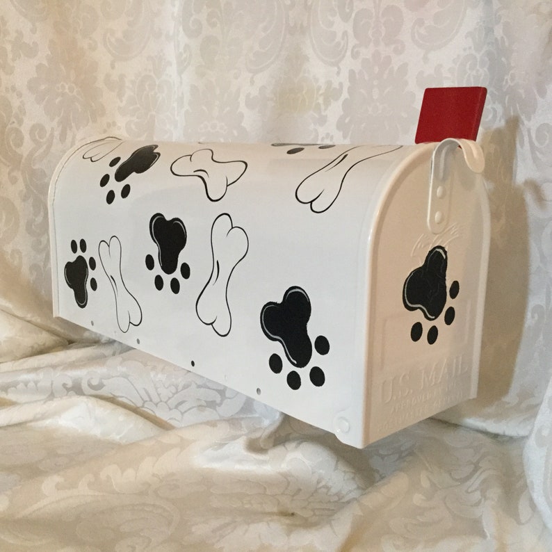 Hand Painted Custom Mailbox Dog Paws and Bones Hand Painted Etsy