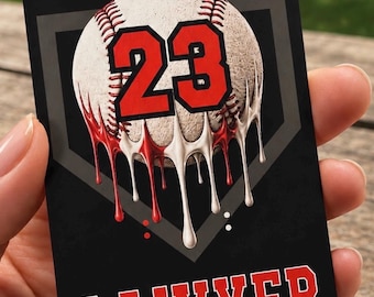 Custom Baseball Bag Tag | Personalized Drip Baseball Tag | Team Player Name & Number Tag | Baseball Backpack Tag