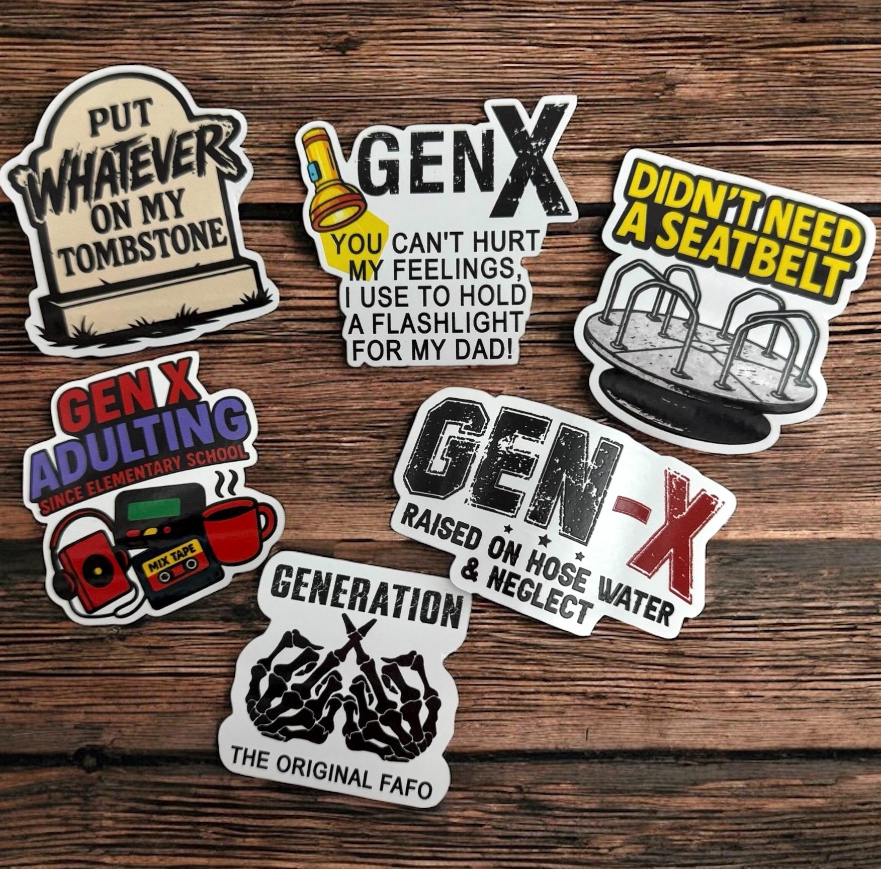 Gen X Sticker Pack: Funny Nostalgic Decals for Laptops, Water Gen X Sticker Pack: Funny Nostalgic Decals for Laptops, Water