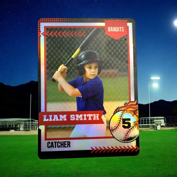 Personalized Holographic Baseball Trading Card, MVP Trading Card, Baseball Team Gifts, Baseball Memorabilia, 2.5" x 3.5 size