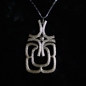 Vintage 1960s Groovy Silver Brutalist Evil Eye Abstract Pendant Necklace by Avon — Mod // Witchy // Gothic