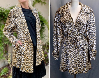 Vintage 1980s Leopard Print Overcoat, Size Medium // Large — Rocker // Pinup // Rockabilly // Festival