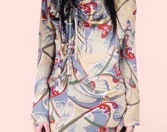 Vintage Marni Silk Dress, Butterfly Print, Size Small/Medium, Boho Style
