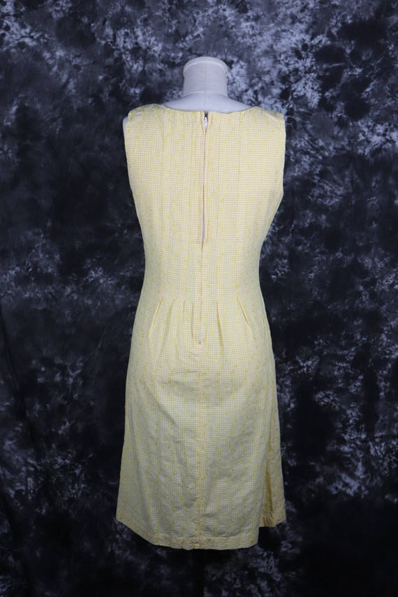 Vintage 1960s Cream Yellow and White Cotton Gingh… - image 9