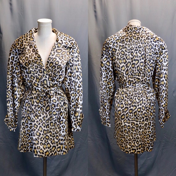 Vintage 1980s Leopard Print Overcoat, Size Medium… - image 2