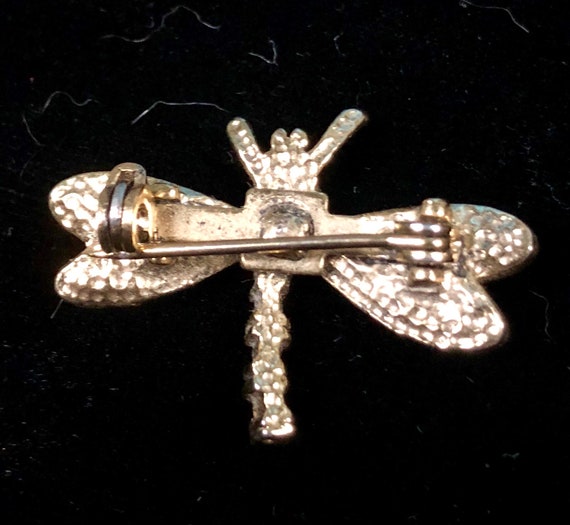 Vintage 1960s Small Gold-Toned Dragon Fly with Rh… - image 5