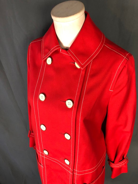 Vintage 1960s Deadstock Solid Red Double Breasted… - image 4