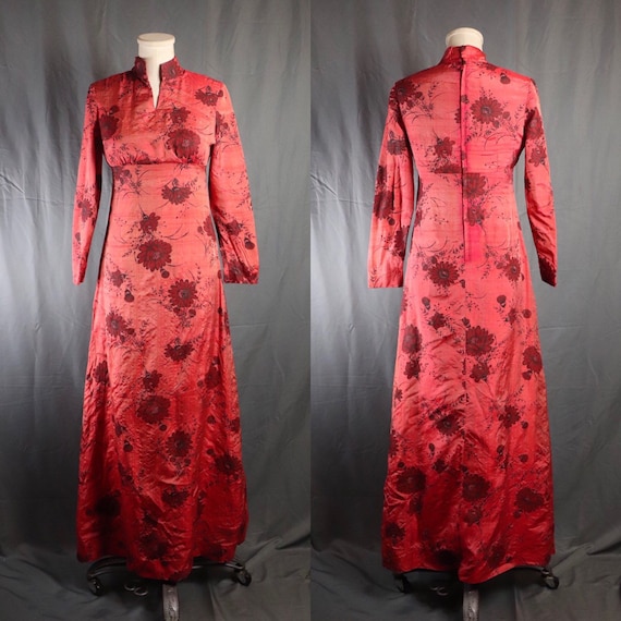 Vintage 1950s Red and Black Chinese // Chinoiseri… - image 1