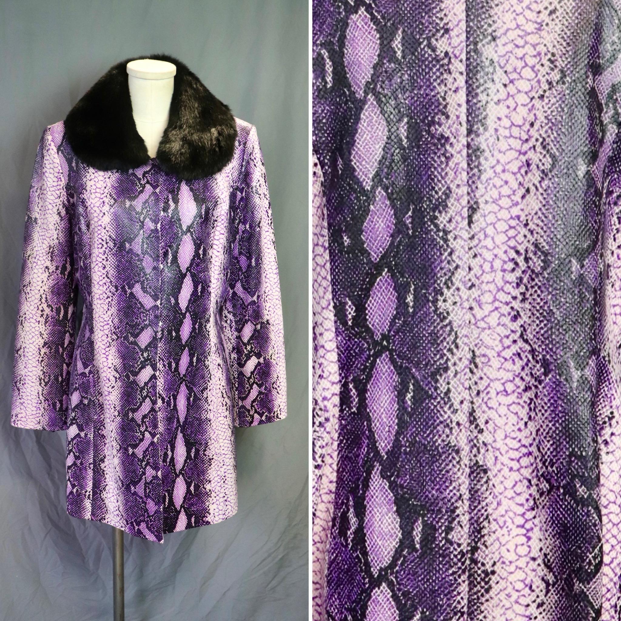 Vintage 1980s Belldini Purple Snakeskin Mid-length Jacket
