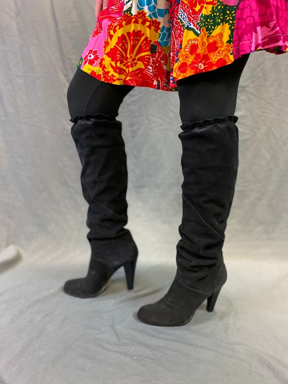 Vintage Michael Kors Black Knee High Soft Suede Leather Boots - Etsy
