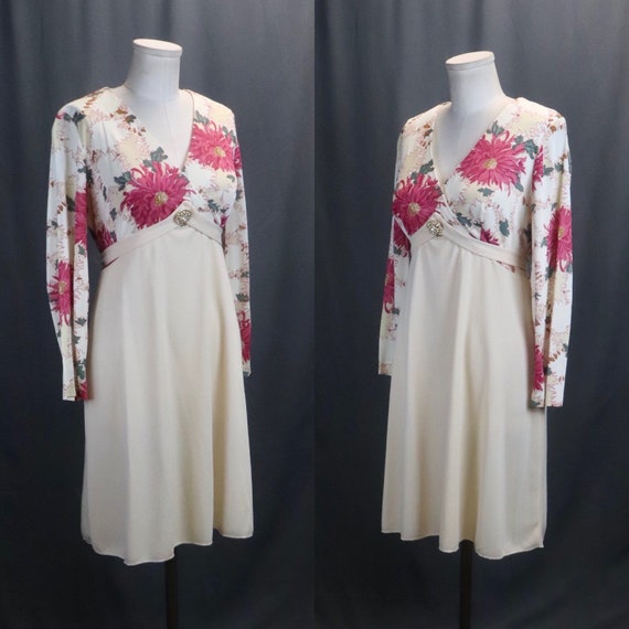 Vintage 1960s Cream White and Pink Floral Babydol… - image 2