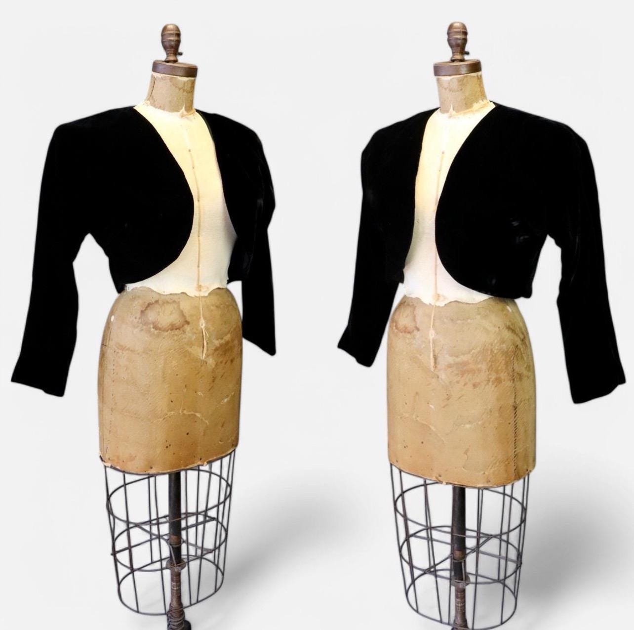 Vintage 1980s Positively Ellyn Black Velvet Bolero Jacket, Size Medium ...