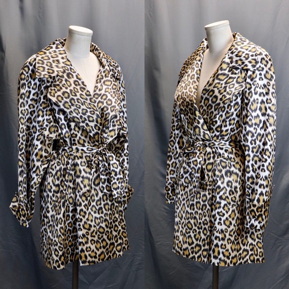 Vintage 1980s Leopard Print Overcoat, Size Medium… - image 3