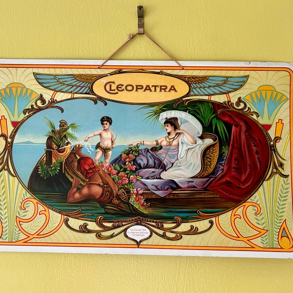 Antique Early 1900s Henderson Lithograph Co. "Cleopatra Soap" Paper Advertising Sign—Art Nouveau // Egyptian Revival