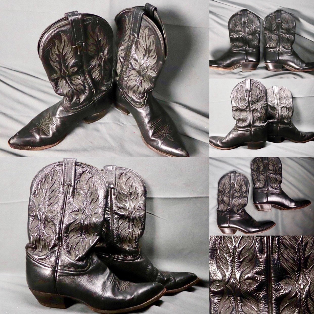 Vintage 1970s Tony Lama negro Cowboy Western cuero Mid-Calf botas -- tamaño 7.5 M (7.5 hombres 9 Mujer) Vintage 1970s Tony Lama negro negro negro Cowboy Western cuero Mid-Calf botas -- tamaño 7.5 M (7.5 hombres 9 Mujer) eeda66