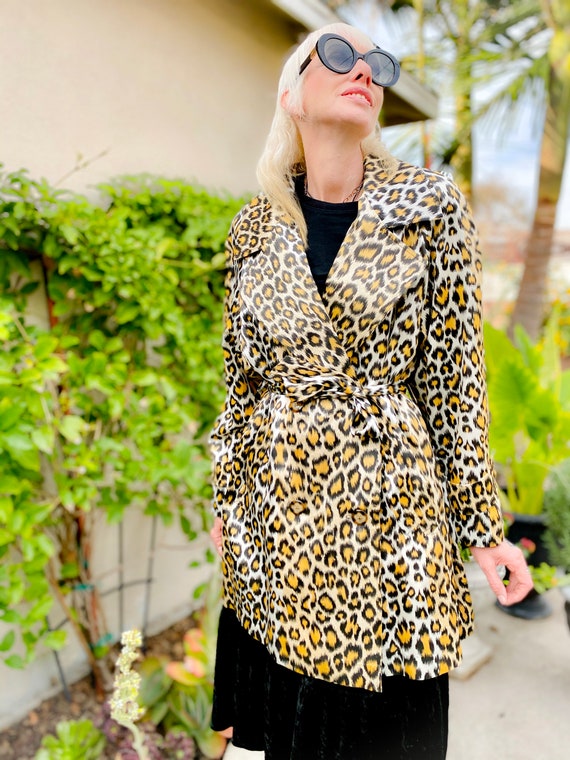 Vintage 1980s Leopard Print Overcoat, Size Medium… - image 8