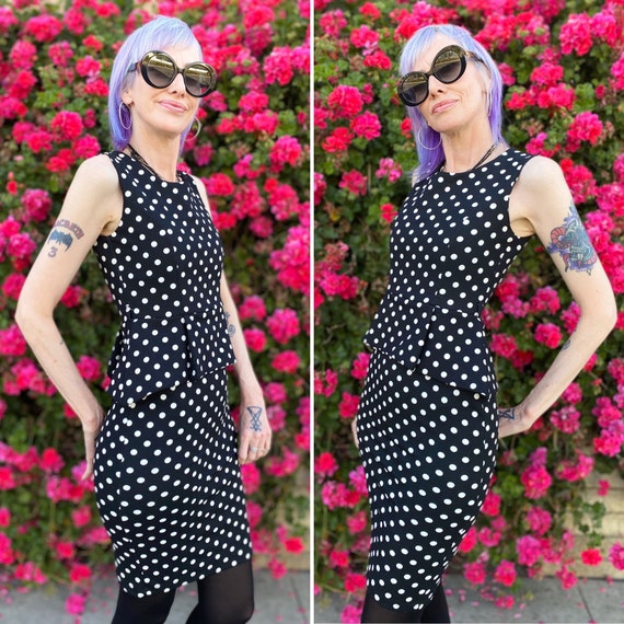 Vintage 1980s Does 1950s Black and White Polka Do… - image 3