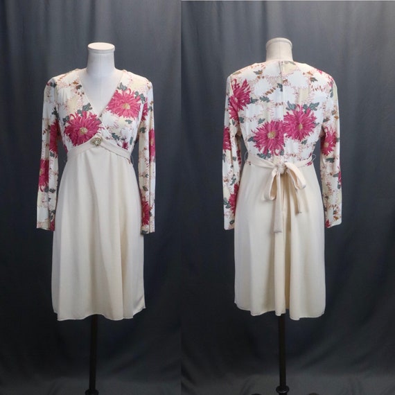 Vintage 1960s Cream White and Pink Floral Babydol… - image 1