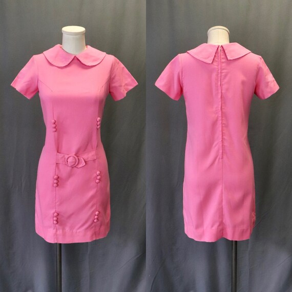 60’s Pink and Orange Swirl Print Babydoll Dress