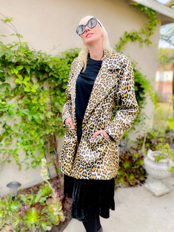 Vintage 1980s Leopard Print Overcoat, Size Medium… - image 10