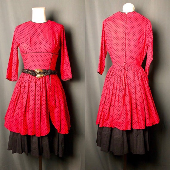 Vintage 1950s Sa’bett of California Cotton Red an… - image 3