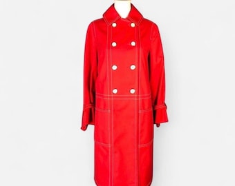 Vintage 1960s 70s Hovland Swanson Red Nylon Trench Coat // Size