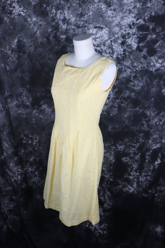 Vintage 1960s Cream Yellow and White Cotton Gingh… - image 7