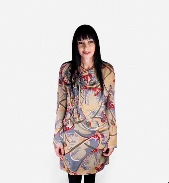 Marni, Vintage Marni Silk Butterfly Print Dress | Italian Designer Midi Dress | Avant-Garde Floral | Size Medium