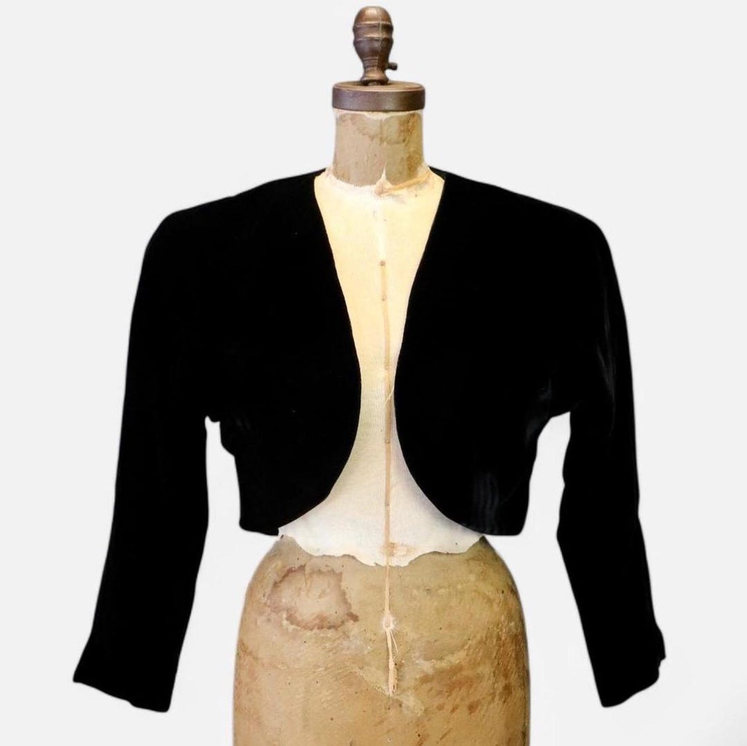 Vintage 1980s Positively Ellyn Black Velvet Bolero Jacket, Size Medium ...