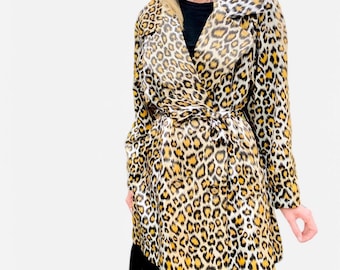 Vintage 1980s Leopard Print Overcoat, Size Medium // Large — Rocker // Pinup // Rockabilly // Festival