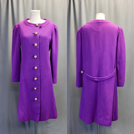 Vintage 1960s Purple Wool Mid-length Coat With Groovy | Etsy