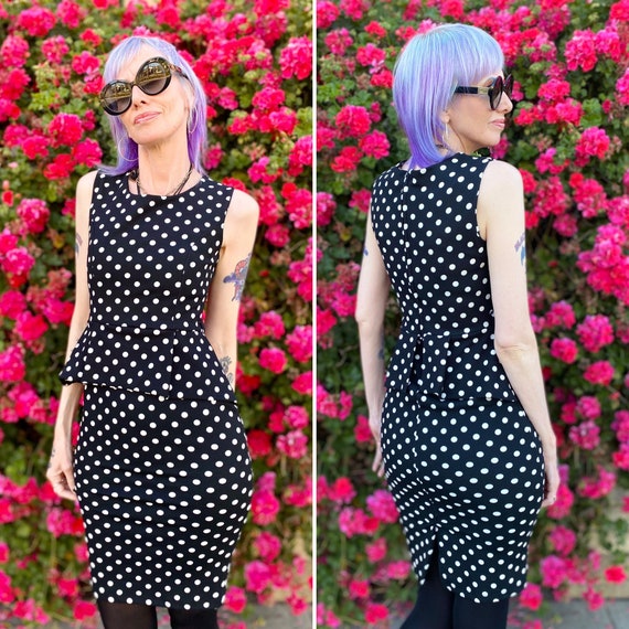 Vintage 1980s Does 1950s Black and White Polka Do… - image 2