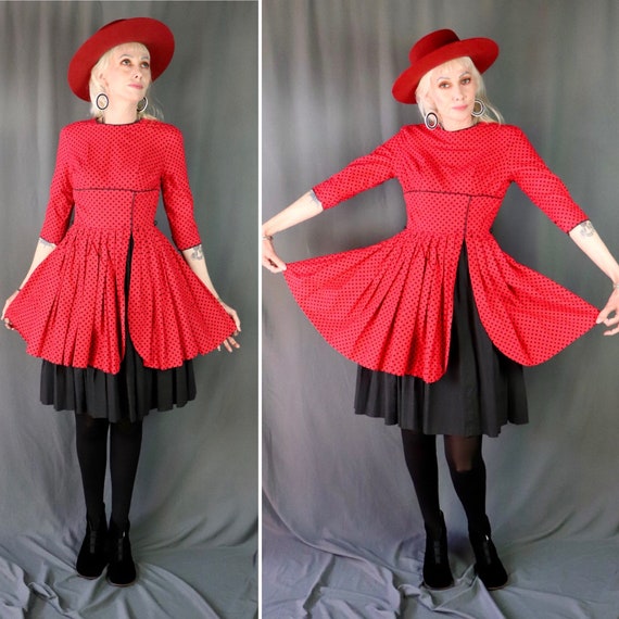 Vintage 1950s Sa’bett of California Cotton Red an… - image 1