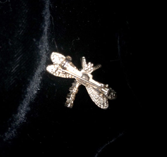 Vintage 1960s Small Gold-Toned Dragon Fly with Rh… - image 4