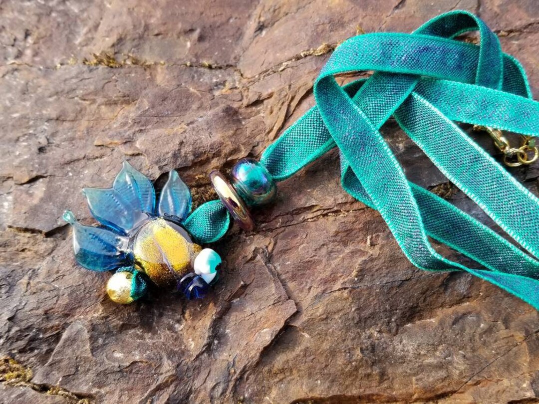 Adorable Glass Fish Pendant, Ribbon Necklace, Fish Necklace Etsy