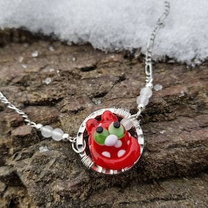 Adorable Red Lampwork Glass Cat Pendant, Kitten Necklace, Cat Lover Gift