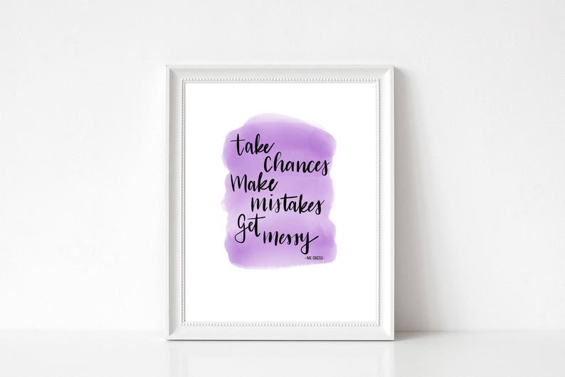 Ms Frizzle quote printable wall art with watercolor background | Etsy
