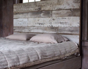 Reclaimed Wood Bed White Barnwood Etsy